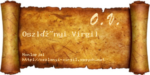 Oszlányi Virgil névjegykártya